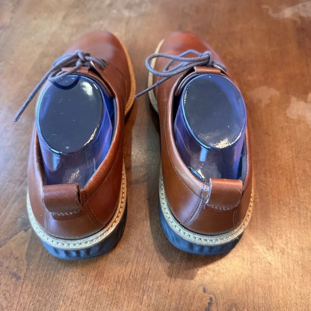 ECCO Derby Mens 8-8.5 Cognac ST.1 Hybrid Lite Plain Toe Leather Brown 836404